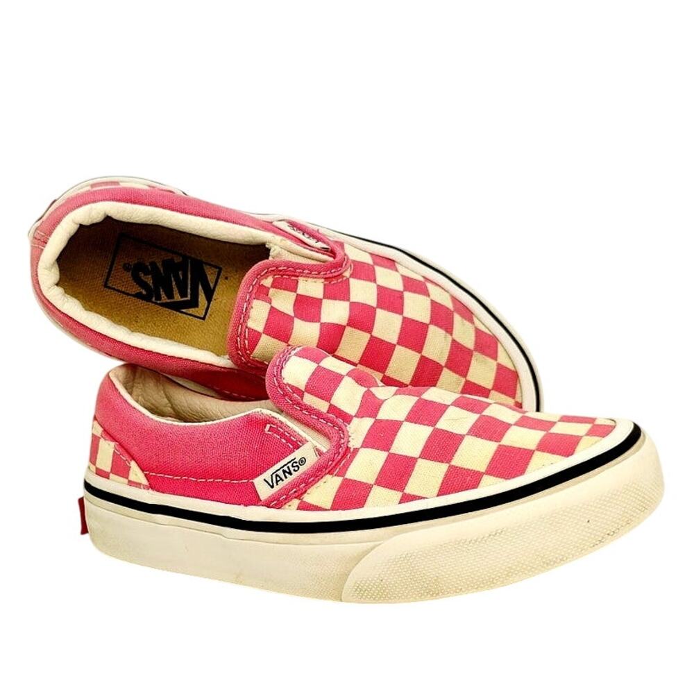 Vans Pink and White Checkered Kids Sneakers